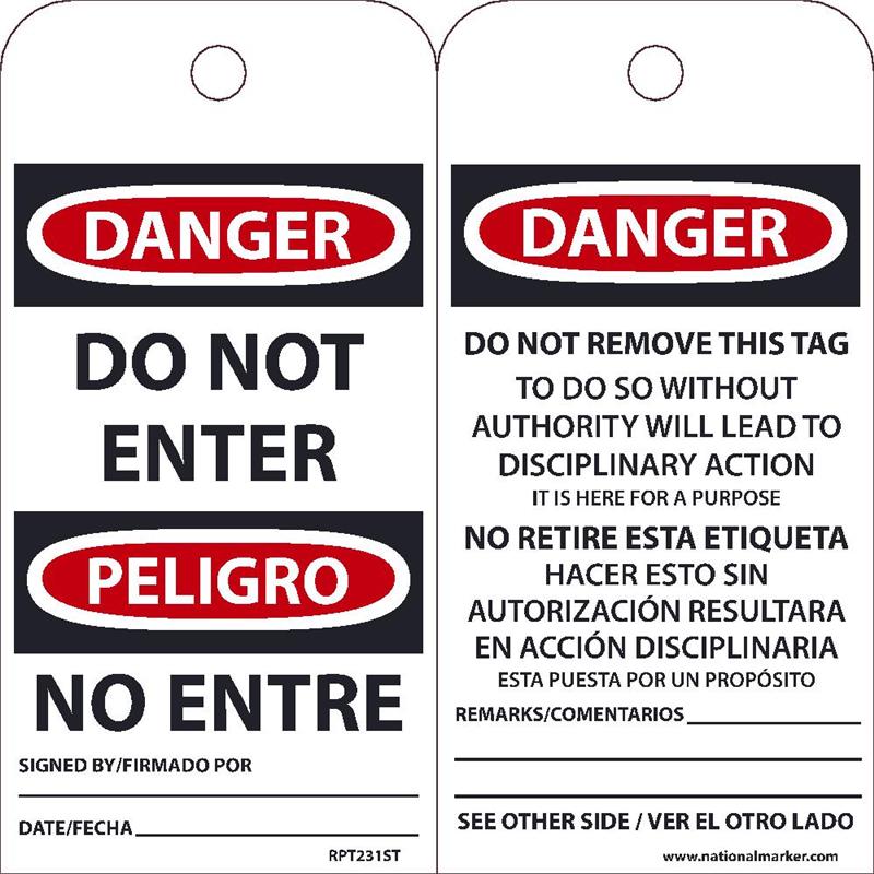 EZ PULL DO NOT ENTER TAGS - Safety Tags